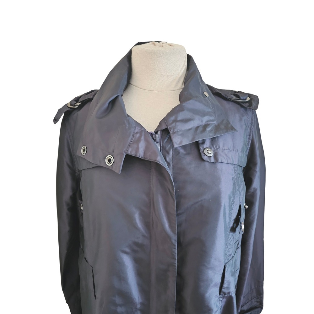 Nine West Womens Full Length Rain Jacket Deep Purple Size Small Casual Outdoor‎